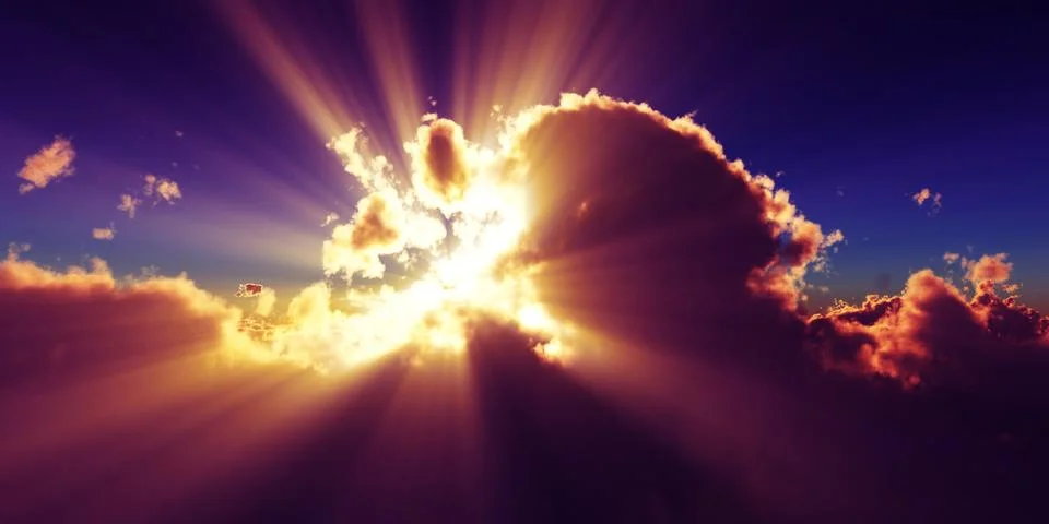 Above clouds sun ray sunset Stock Illustration