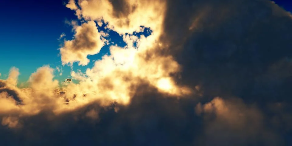 Above clouds sun ray sunset Illustrazione stock