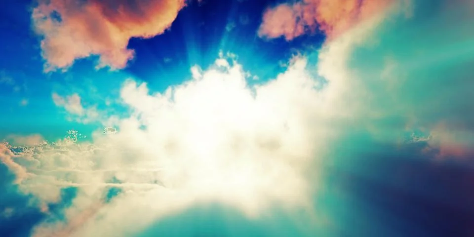 Above clouds sun ray sunset Stock Illustration