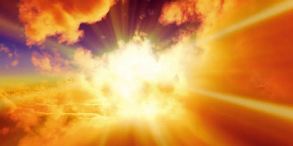 Above clouds sun ray sunset Stock Illustration