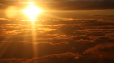 Above the clouds at sunset Stock Footage 44186052