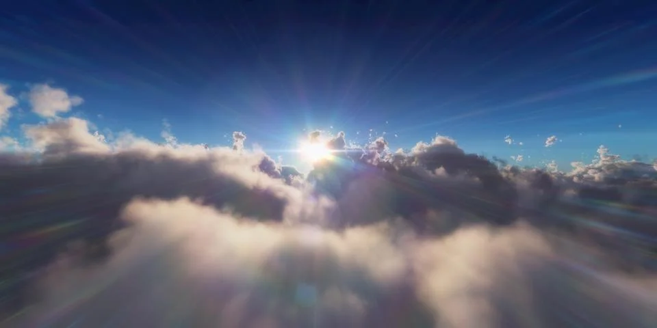 Above in clouds sunset Stock Photos