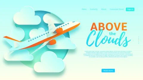 Above the clouds web banner template Stock Illustration