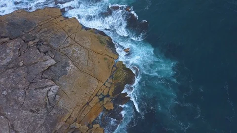 Above coastlien rocks Stock Footage 86720387