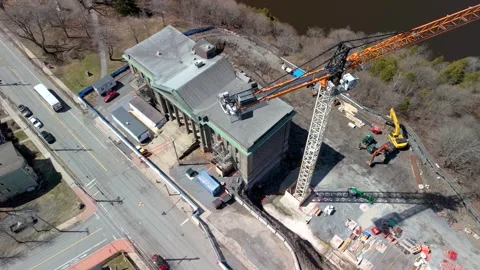 Above The Construction Site Of The New Brunswick Museum Stock Footage 336024545