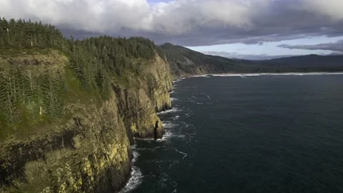 Above Dramatic Ocean Cliffs Stock Footage 168259881