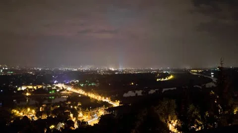 Above dresden at night kfahrt Stock Footage 11889089