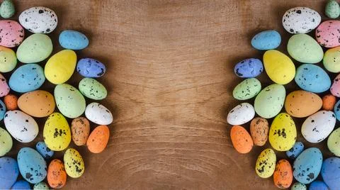 Above easter on wooden background with copy space Stock Photos