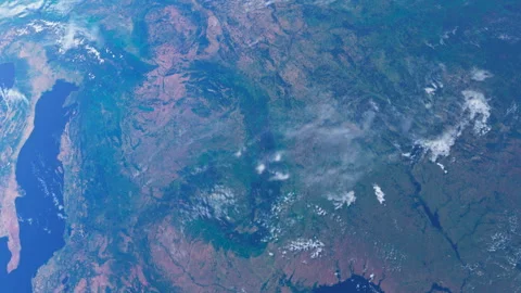 Above the Eastern Europe. Space Orbit. Planet Earth. Globe Stock Footage 328352283