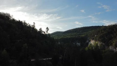 Above the forest, down the valley 写真素材
