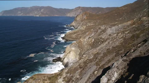 Above gray-brown coastal cliffs on Catalina Island. Shot in 2010. Stock Footage 59107256