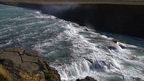 Above Gullfoss Waterfall Stock Footage 73269176