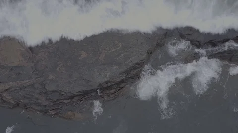 Above island during big waves Stock Footage 85583022