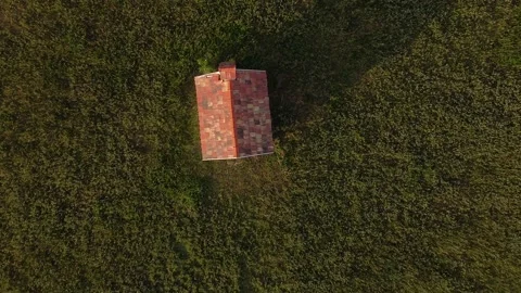 Above A Little House Stock Footage