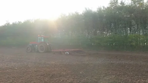 Above Open Fields Agricultural Summer Sunny Day Country Side Drone Aerial Stock Footage 141041281