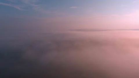 Above Pink Clouds Aerial Drone Sunny Day Vídeo Stock 135621070