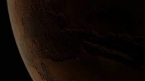 Above the Red planet Mars, we can see Valles Marineris from high orbit. Stock Footage 148153577