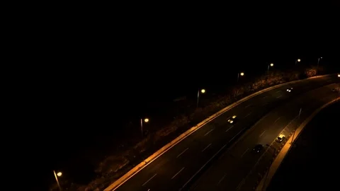 Above the Road at Night Vídeo Stock 73314998