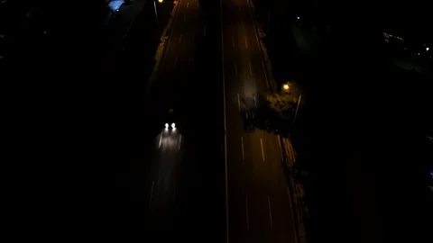 Above the Road at Night Stock Footage 73424486