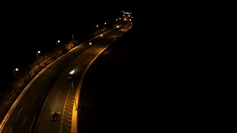 Above the Road at Night Vídeo Stock 73424718