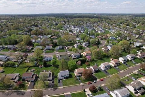 Above the Rooftops: Exploring Warminster from the Air Stock Photos
