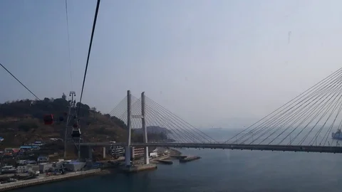 Above sea cable car: Stockbeeldmateriaal 80150049