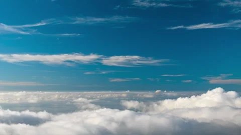 Above Sea of Clouds Under Cirrus Sky Tenerife Blue Hour Timelapse 4K Stock Footage 334396791