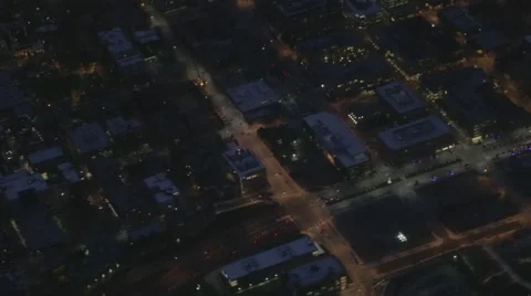 Above Seattle at Night Stock Footage 42197971