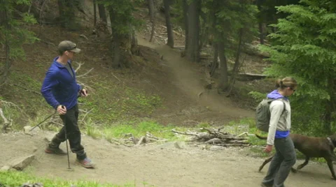 Above shot of hikers below Stock Footage 59083366