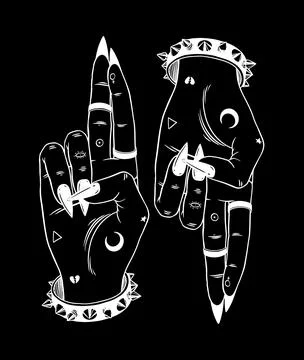 As above so below. Devil's hands Stock Illustration