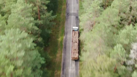 From Above Timber Transport Stock Footage 142145690