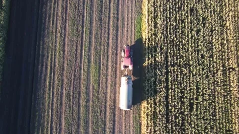 Above the tractor with the tank Stock Footage 162472357