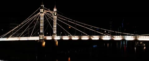 Above View of Albert Bridge at night in London. Drone Footage, 4K24F Stock Footage 170774029