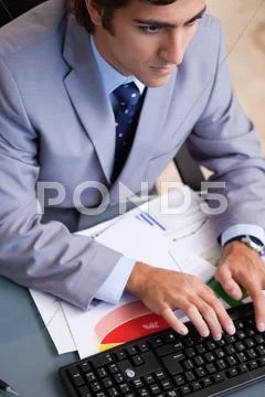Above view of businessman typing Stock Photos