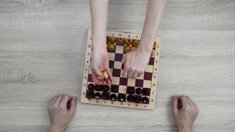 Above view of chess game beginning Vídeo Stock 186570270