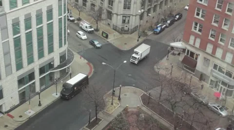 Above View of a City Intersection Showing Traffic in Timelapse Stock Footage 44850966