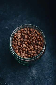 Above View of Coffee Beans inside a Jar Stock Photos