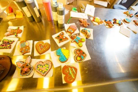 The above view of the composition consisted of the lovely cookies decorated with Stock Photos