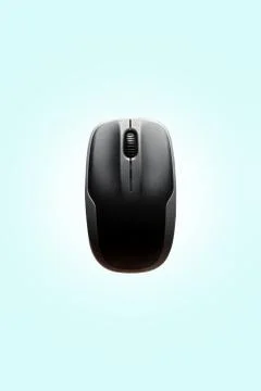 Above view of computer mouse on light blue background. above view of computer Stock Photos