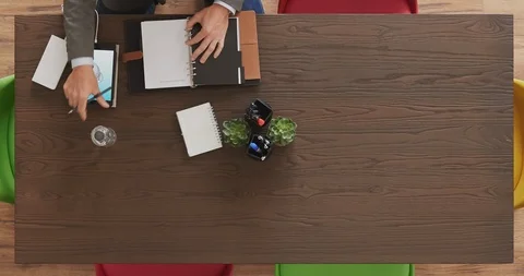 Above view creative group of engineers brainstorming ideas designing wind Stock Footage 92450344