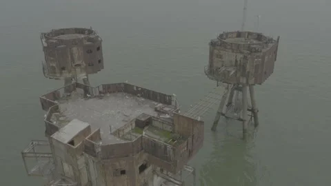 Above View Drone Recording of Red Sands Fort, Daytime, 4K/25F Stock Footage 172069772