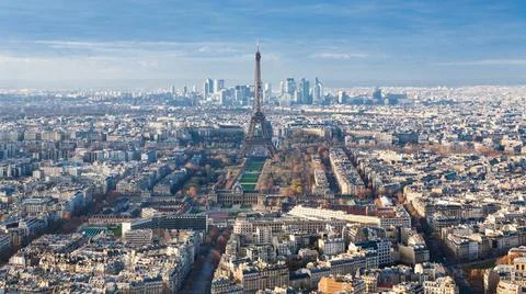 Above view of Eiffel Tower in Paris cityscape travel to France - above vie... Stock Photos