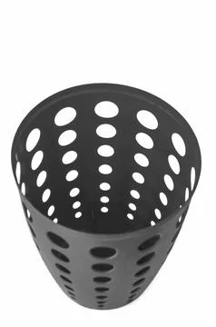 Above View of an Empty Moderrn Blue Plastic Trash Can with Holes isolated i.. Stock Photos