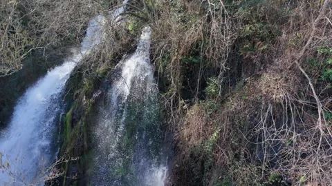 Above View Of Foamy Flowing Streams Of  Waterfall Vidéo 332717106