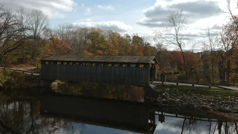 Above View Historical Covered Bridge (Version #10) Video stock 118626367