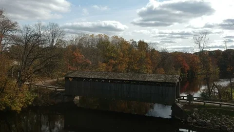 Above View Historical Covered Bridge (Version #11) Video stock 118626817