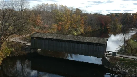 Above View Historical Covered Bridge (Version #13) Video stock 118629361