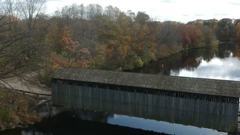 Above View Historical Covered Bridge (Version #14) Video stock 118630706