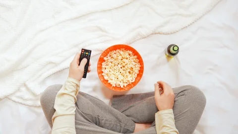 Above view man watching game on tv spend time at home Video stock 119600069