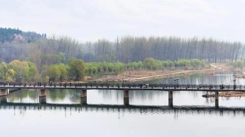 Above view of Manshui Bridge on Yi river Stock Photos